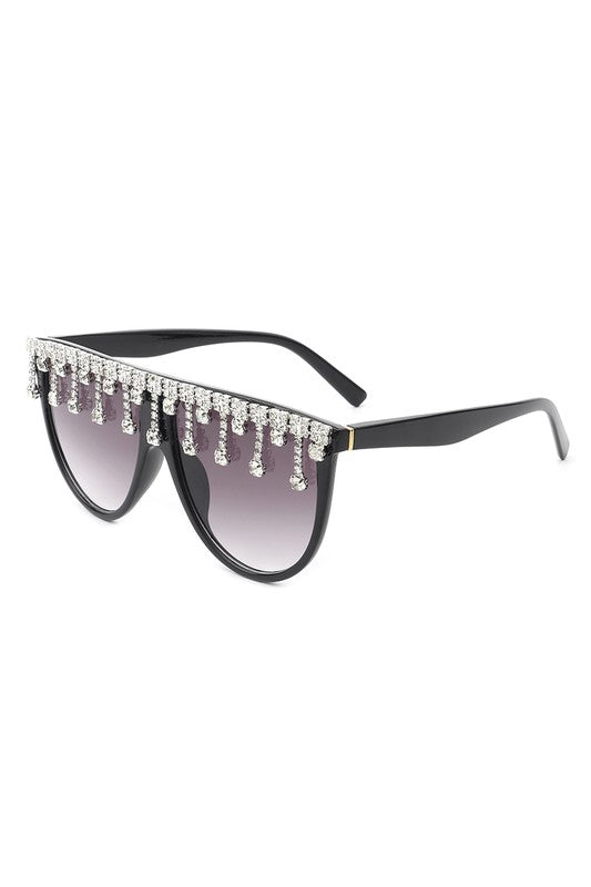 Gafas de sol de moda con diamantes de imitación de gran tamaño y forma redonda