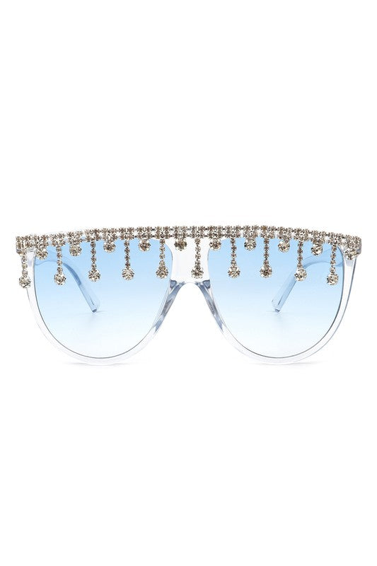 Gafas de sol de moda con diamantes de imitación de gran tamaño y forma redonda