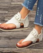 Studded Raw Hem Flat Sandals - Body By J'ne