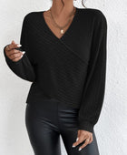 Surplice Dropped Shoulder Long Sleeve T-Shirt