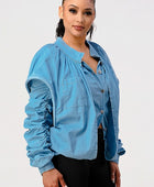 PUFF SHOULDER CASUAL DOUBLE LAYER SLEEVE JACKET