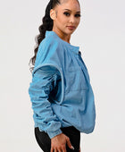 PUFF SHOULDER CASUAL DOUBLE LAYER SLEEVE JACKET