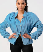 PUFF SHOULDER CASUAL DOUBLE LAYER SLEEVE JACKET