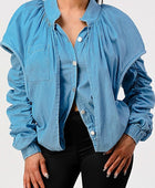 PUFF SHOULDER CASUAL DOUBLE LAYER SLEEVE JACKET