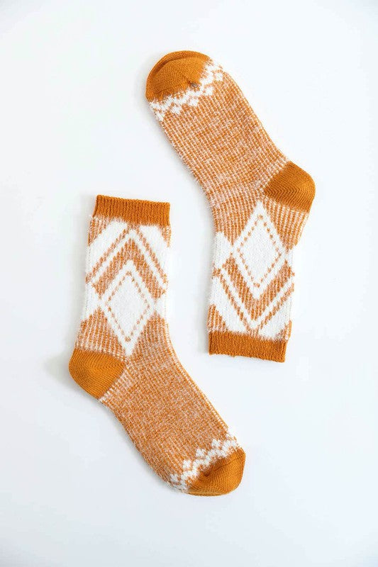 Faux Mohair Diamond Pattern Socks - Body By J'ne
