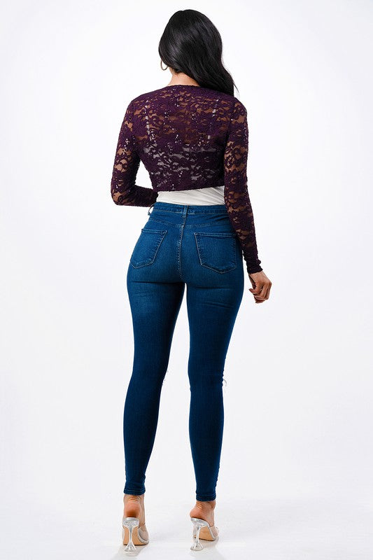 long sleeve lace bolero - Body By J'ne