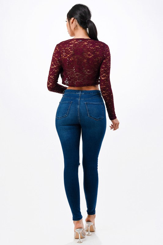 long sleeve lace bolero - Body By J'ne