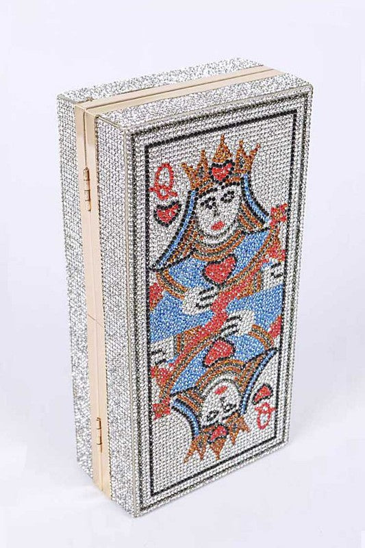QUEEN Poker Rhinestone Box Clutch - Body By J'ne