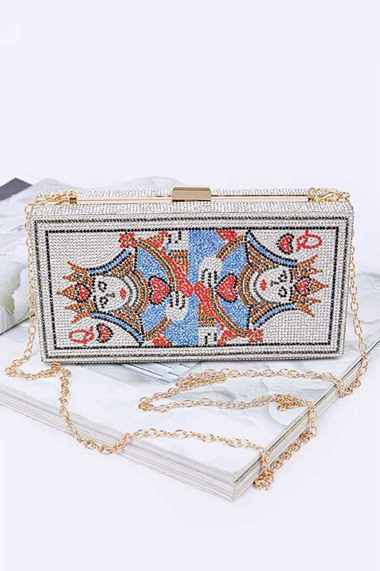 QUEEN Poker Rhinestone Box Clutch - Body By J'ne