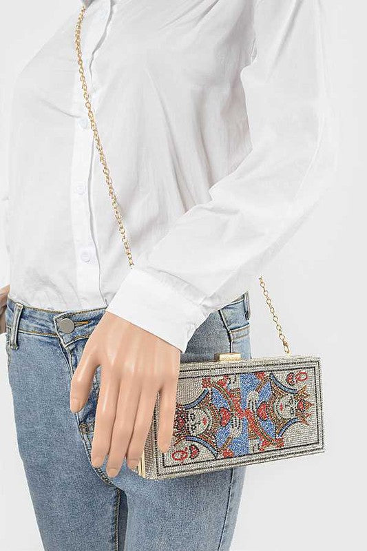 Cartera de mano con diamantes de imitación QUEEN Poker