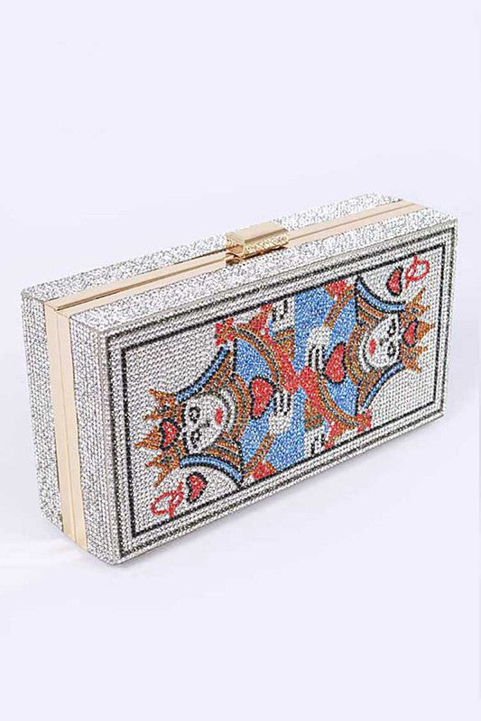QUEEN Poker Rhinestone Box Clutch - Body By J'ne