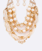 Conjunto de collar llamativo con capas de perlas mixtas