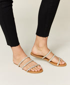 Rhinestone Three-Strap Flat Sandals - Body By J'ne