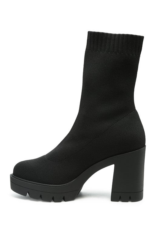 Zinnia Knitted Block Heeled Boots - Body By J'ne