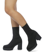 Zinnia Knitted Block Heeled Boots