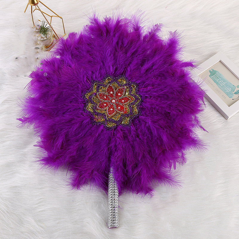 African Wedding And Bridesmaid Round Feather Fan