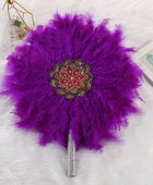 African Wedding And Bridesmaid Round Feather Fan