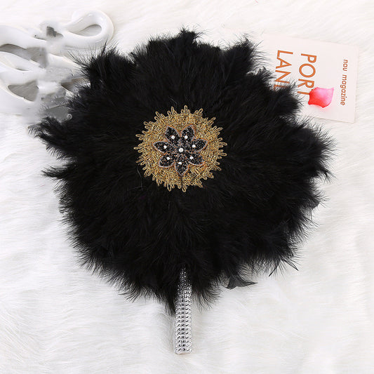 African Wedding And Bridesmaid Round Feather Fan