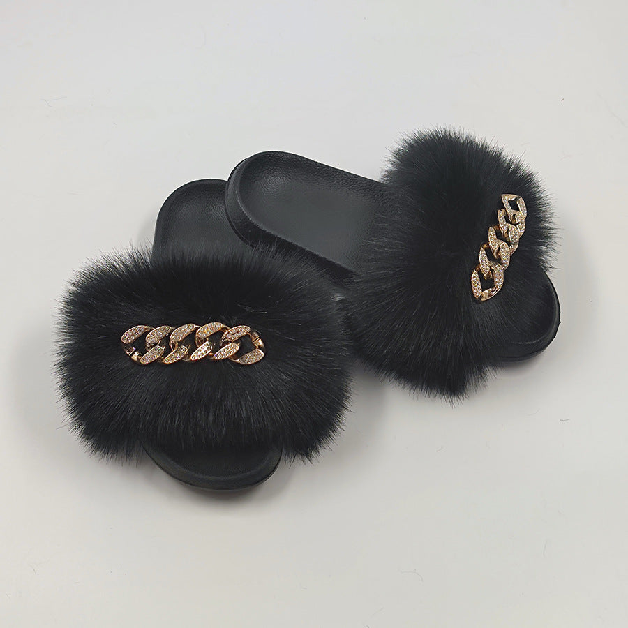 Plush Chain Slippers - Body By J'ne