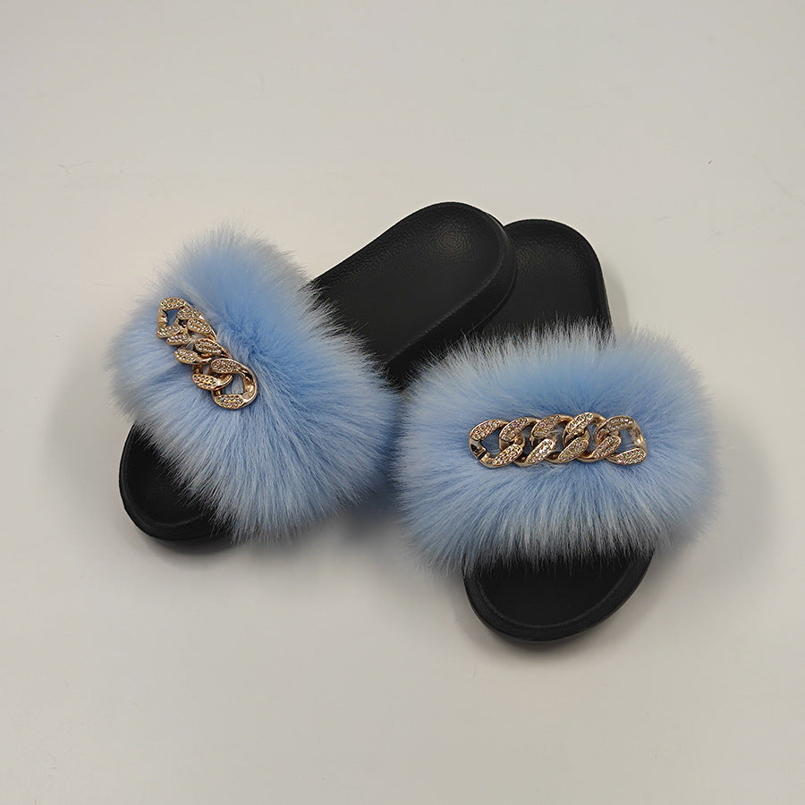 Plush Chain Slippers - Body By J'ne