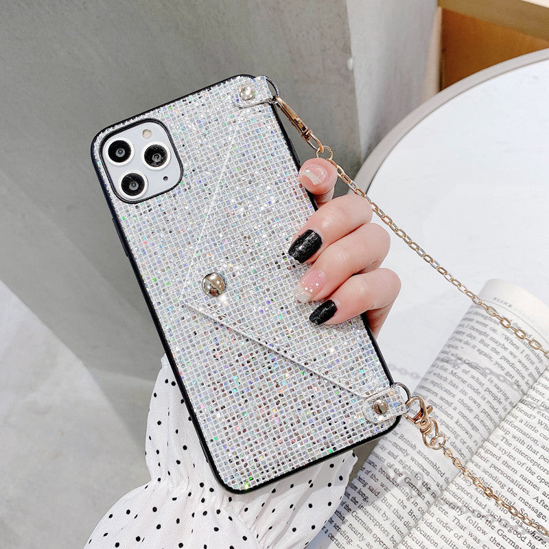 Mobile Phone Shell Luxury Sequins Card Wallet With Lanyard New P40pro Protective Cover - Body By J'ne