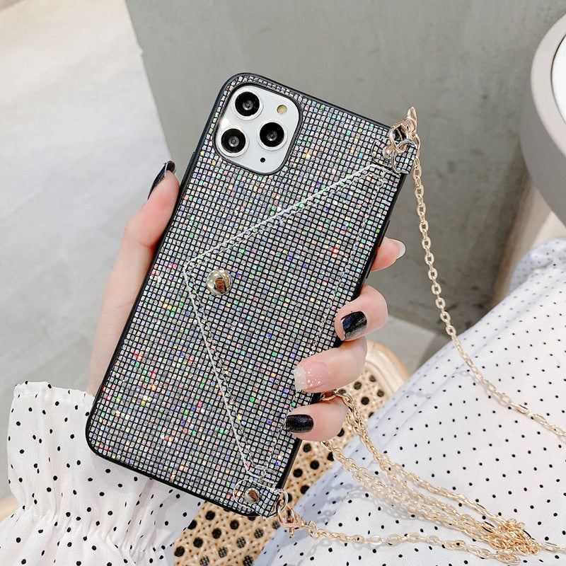 Mobile Phone Shell Luxury Sequins Card Wallet With Lanyard New P40pro Protective Cover - Body By J'ne