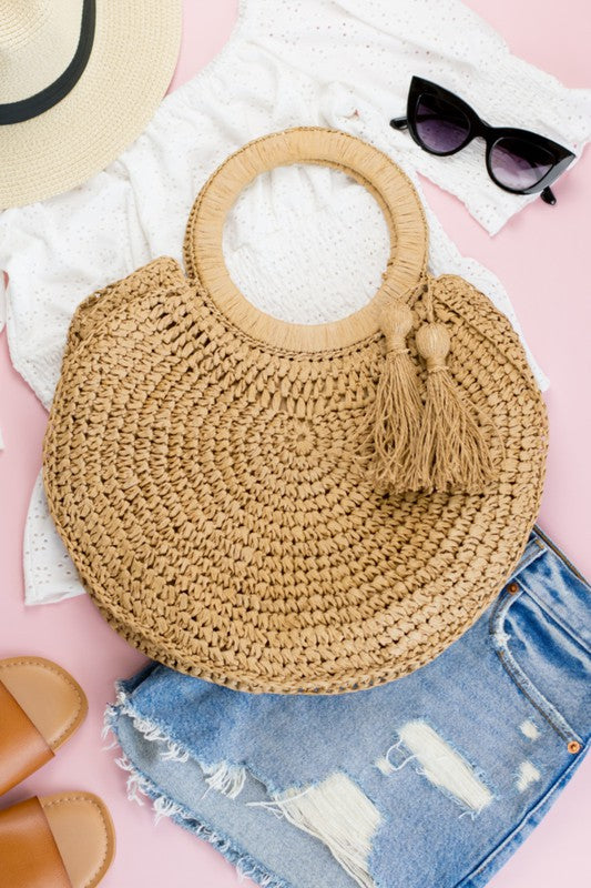 Straw Tassel O-Ring Tote - Body By J'ne