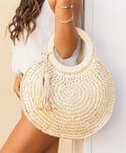 Straw Tassel O-Ring Tote