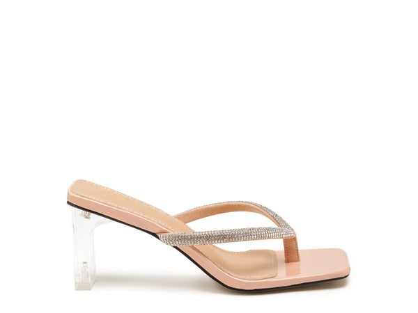 LITCHI CRYSTAL LINED THONG BLOCK HEELED SANDAL - Body By J'ne