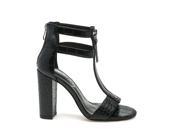 FELICITY Zip Up Croc Textured Sandals - Body By J'ne