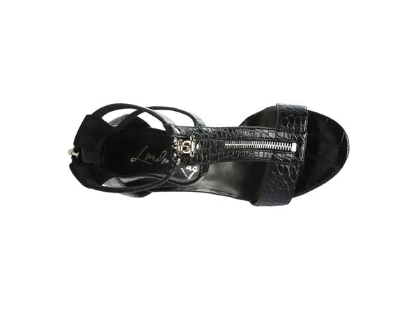FELICITY Zip Up Croc Textured Sandals - Body By J'ne