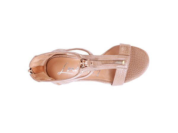 FELICITY Zip Up Croc Textured Sandals - Body By J'ne
