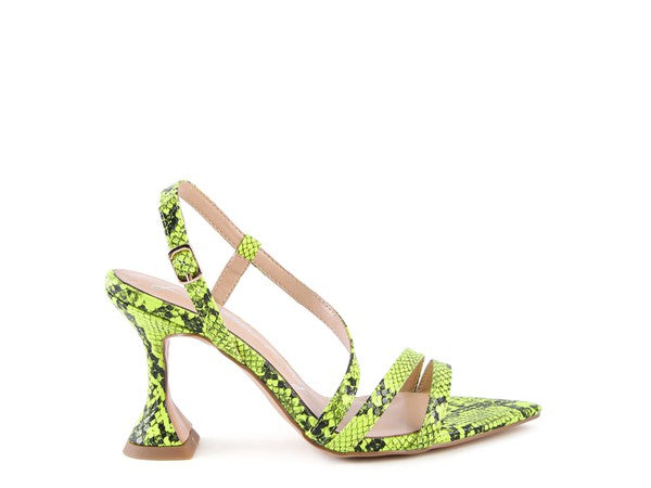 CHERRY TART Snake Print Spool Heel Sandals - Body By J'ne
