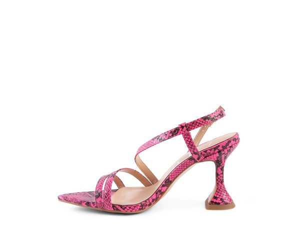 CHERRY TART Snake Print Spool Heel Sandals - Body By J'ne