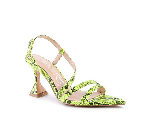 CHERRY TART Snake Print Spool Heel Sandals - Body By J'ne