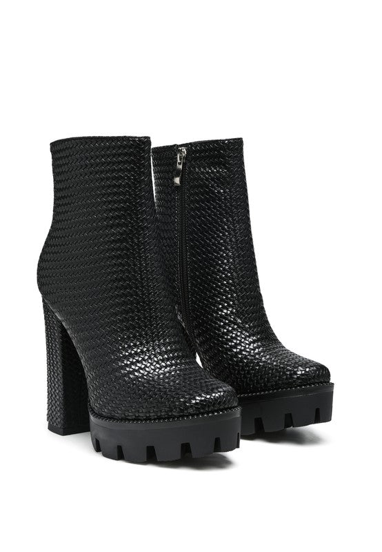 LONDON RAG SOLID TEXTURED BLOCK HEELED BOOT - Body By J'ne