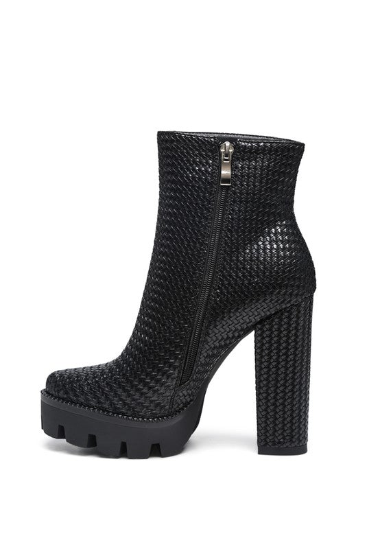 LONDON RAG SOLID TEXTURED BLOCK HEELED BOOT - Body By J'ne
