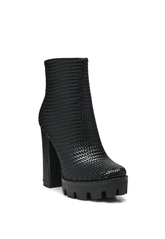 LONDON RAG SOLID TEXTURED BLOCK HEELED BOOT - Body By J'ne