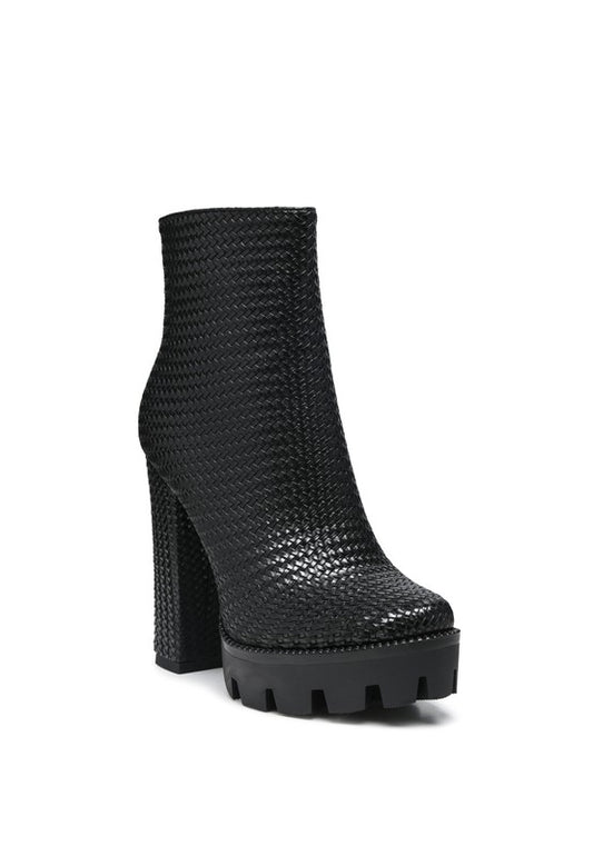 LONDON RAG SOLID TEXTURED BLOCK HEELED BOOT - Body By J'ne