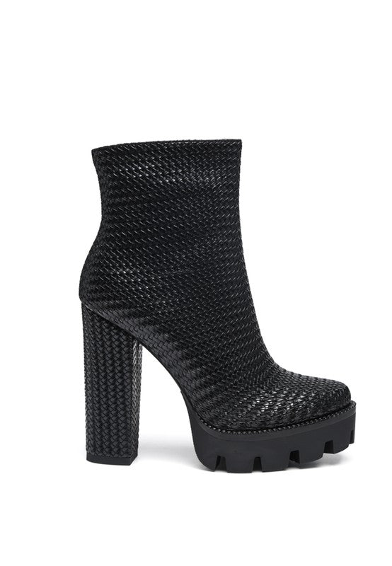 LONDON RAG SOLID TEXTURED BLOCK HEELED BOOT - Body By J'ne