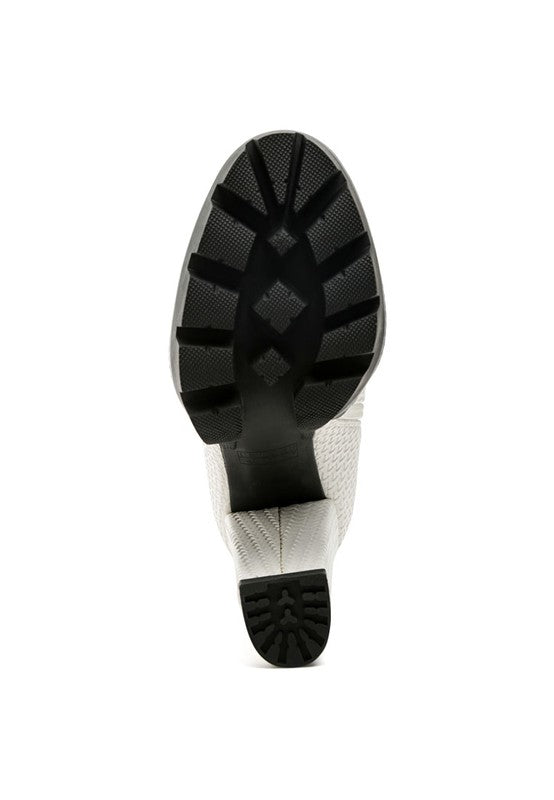 LONDON RAG SOLID TEXTURED BLOCK HEELED BOOT - Body By J'ne