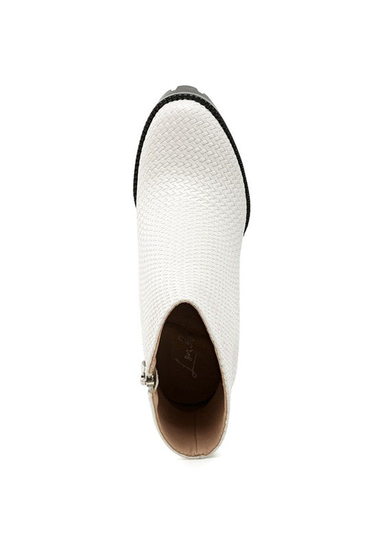 LONDON RAG SOLID TEXTURED BLOCK HEELED BOOT - Body By J'ne