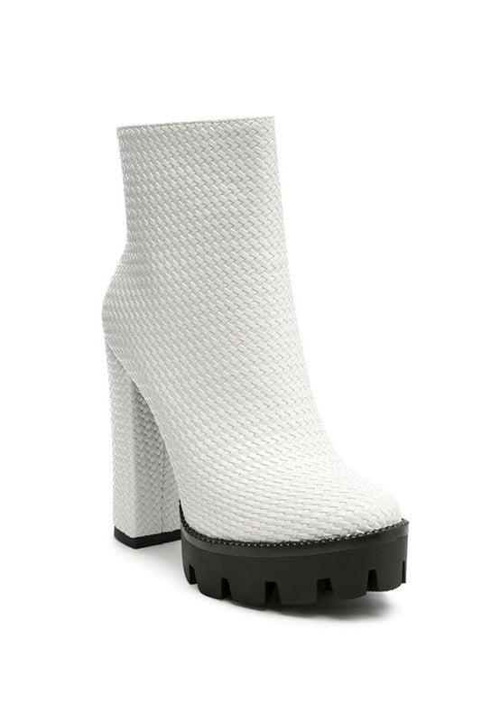 LONDON RAG SOLID TEXTURED BLOCK HEELED BOOT - Body By J'ne