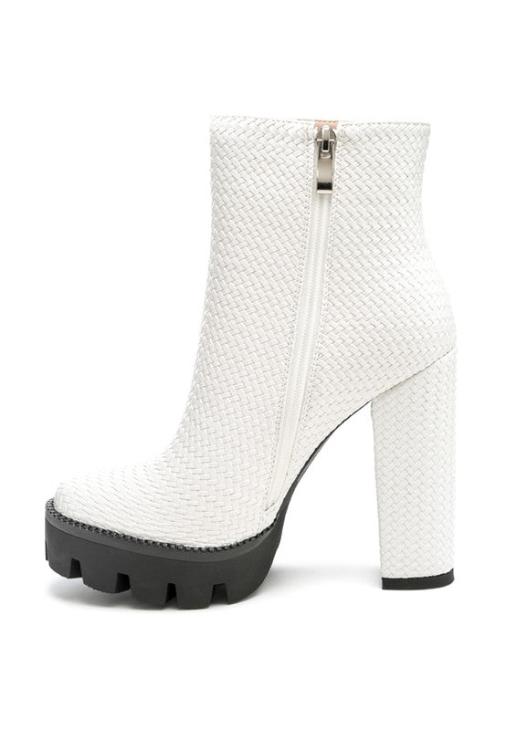 LONDON RAG SOLID TEXTURED BLOCK HEELED BOOT - Body By J'ne