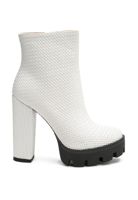 LONDON RAG SOLID TEXTURED BLOCK HEELED BOOT - Body By J'ne