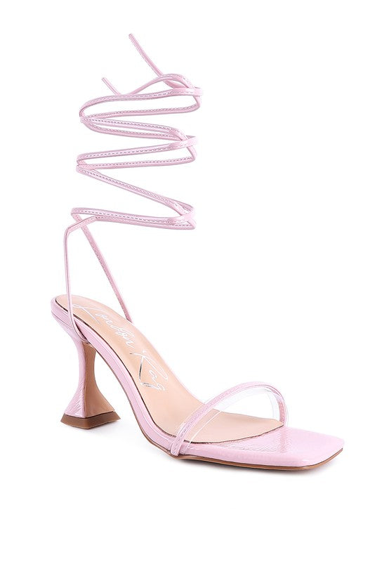 BITEN BERRY SPOOL HEELED LACE UP SANDAL - Body By J'ne