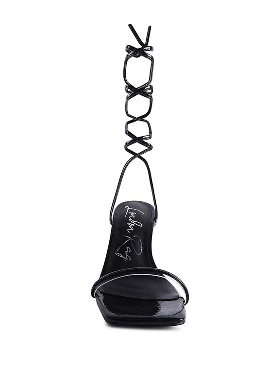 BITEN BERRY SPOOL HEELED LACE UP SANDAL - Body By J'ne