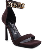 LAST SIP HEELED FAUX SUEDE CHAIN STRAP SANDAL