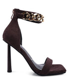 LAST SIP HEELED FAUX SUEDE CHAIN STRAP SANDAL