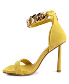 LAST SIP HEELED FAUX SUEDE CHAIN STRAP SANDAL